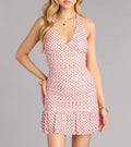 Sweet And Social Polka Dot Mesh Halter Mini Dress