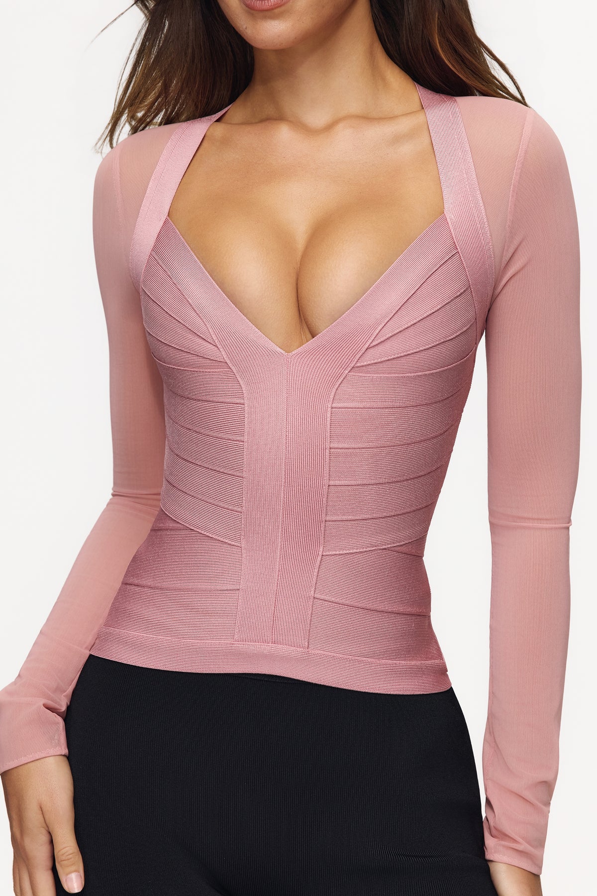 Sheer Long Sleeve Bandage Top