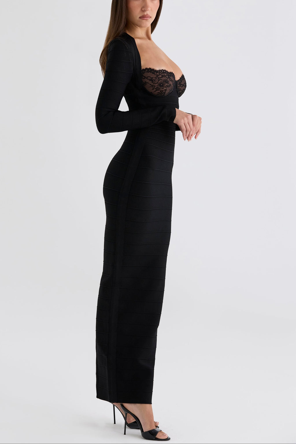 The Demi  Lace Trimmed Bandage Maxi Dress