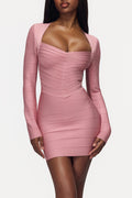 Pink The Cinch Long Sleeve Bandage Mini Dress
