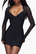 Black The Contour Long Sleeve Bandage Mini Dress