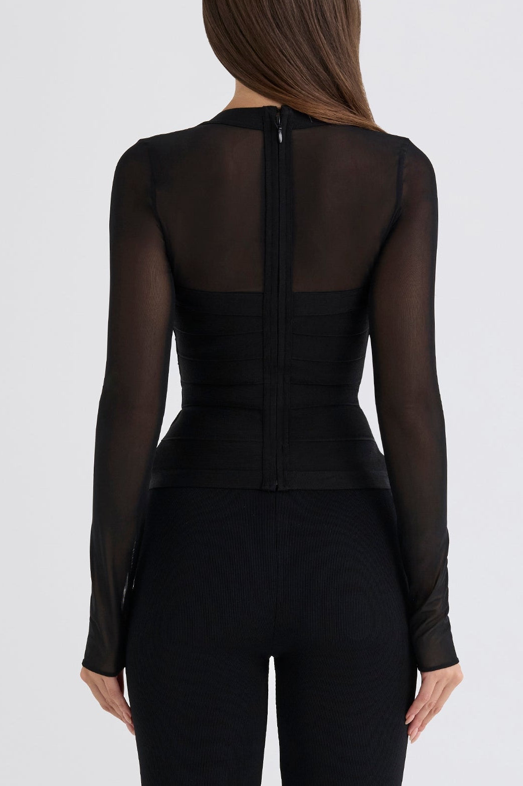 Sheer Long Sleeve Bandage Top