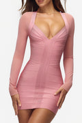 Pink The Contour Long Sleeve Bandage Mini Dress