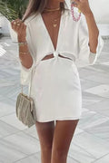 Sexy Charming White Silk Tie-wrap Dress