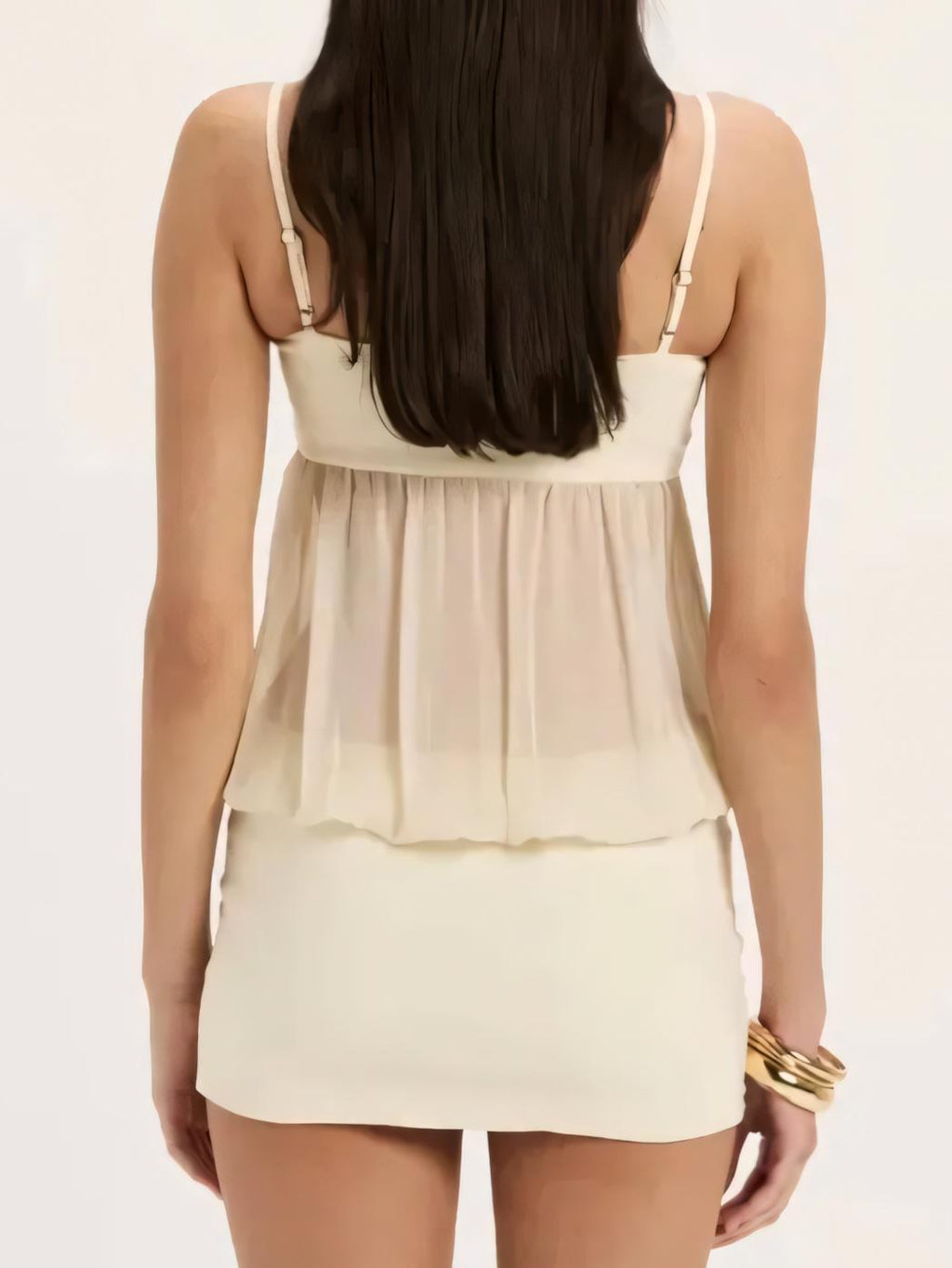 Women's Mini Dress with Spaghetti Straps and Straight Neckline