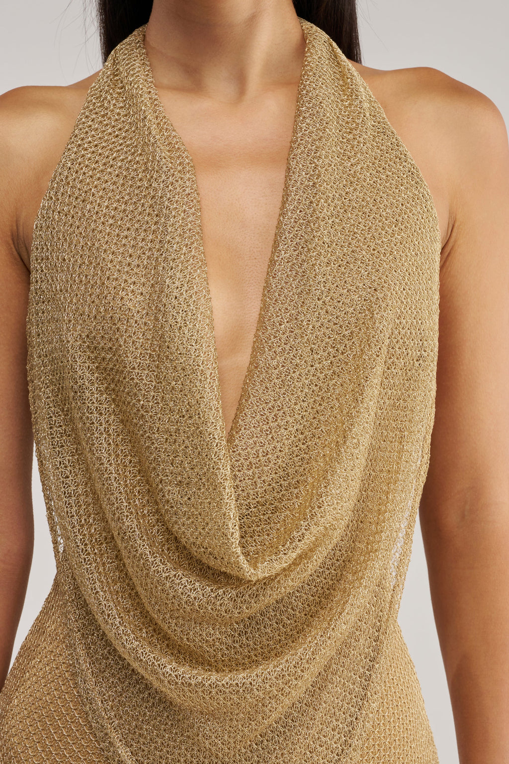Gold Glitter Halter Mini Dress