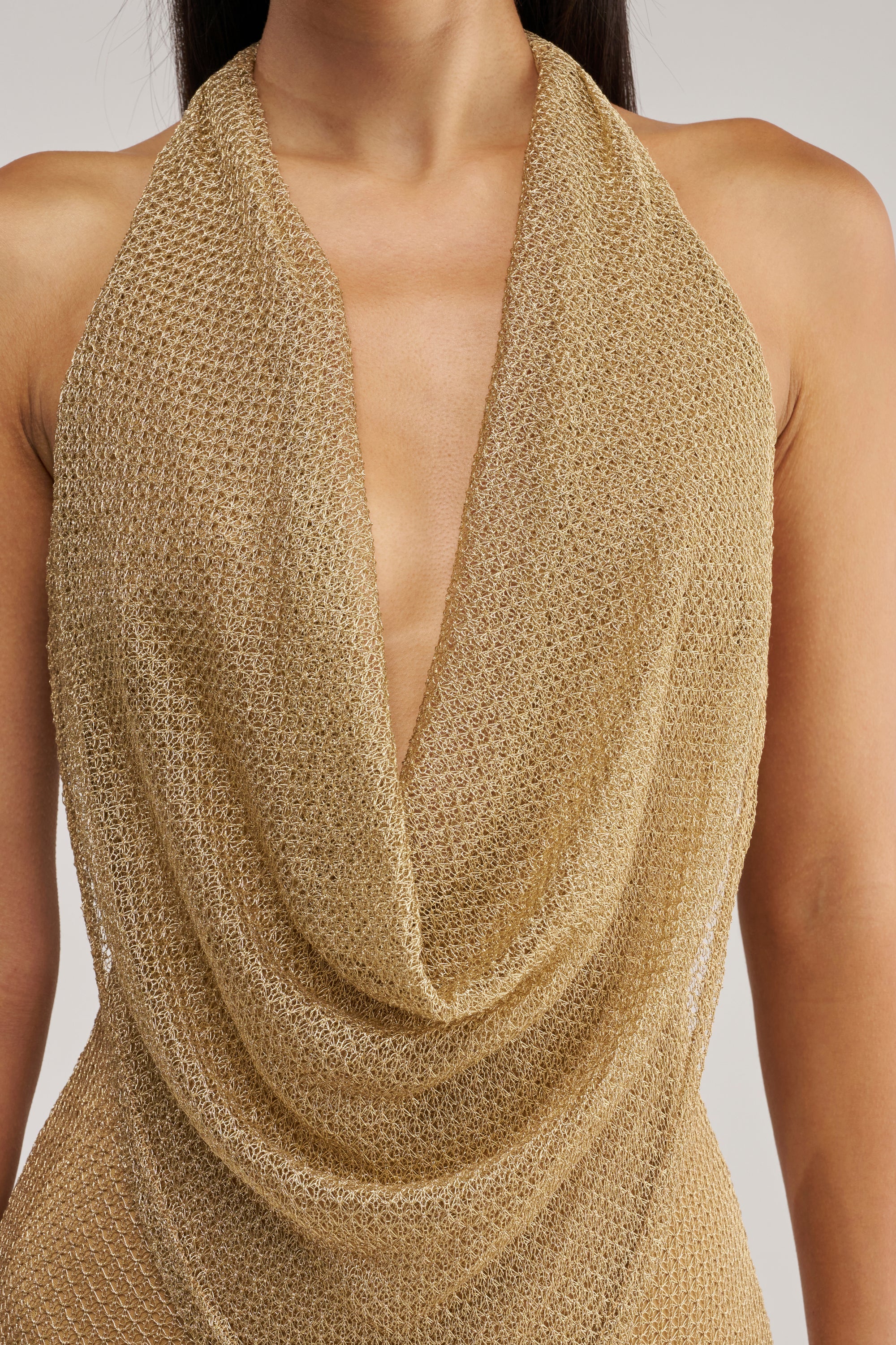 Gold Glitter Halter Mini Dress