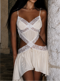 Ivory Bloom Lace Cutout Mini Dress