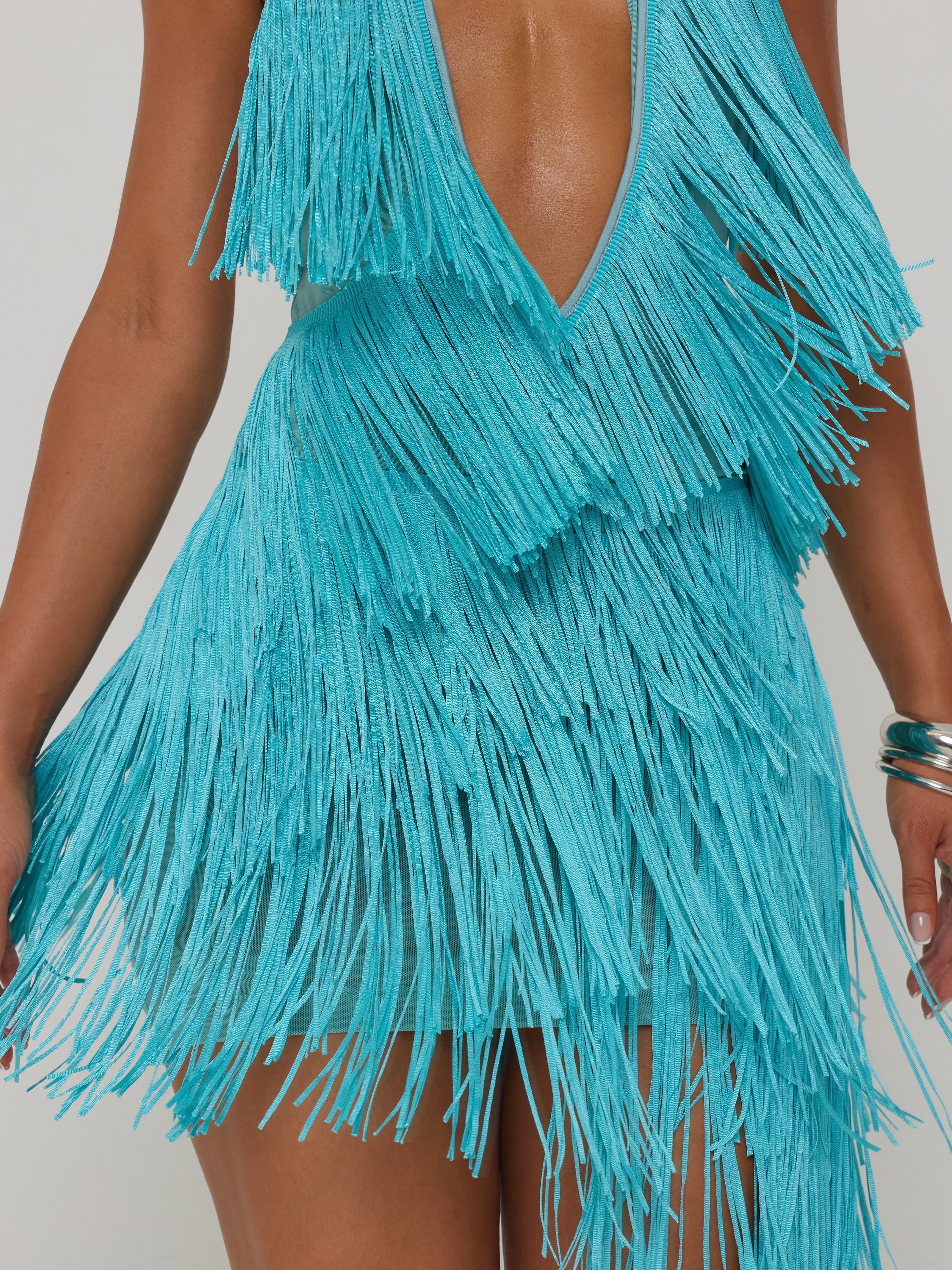Salsa Fringe Halter Dress