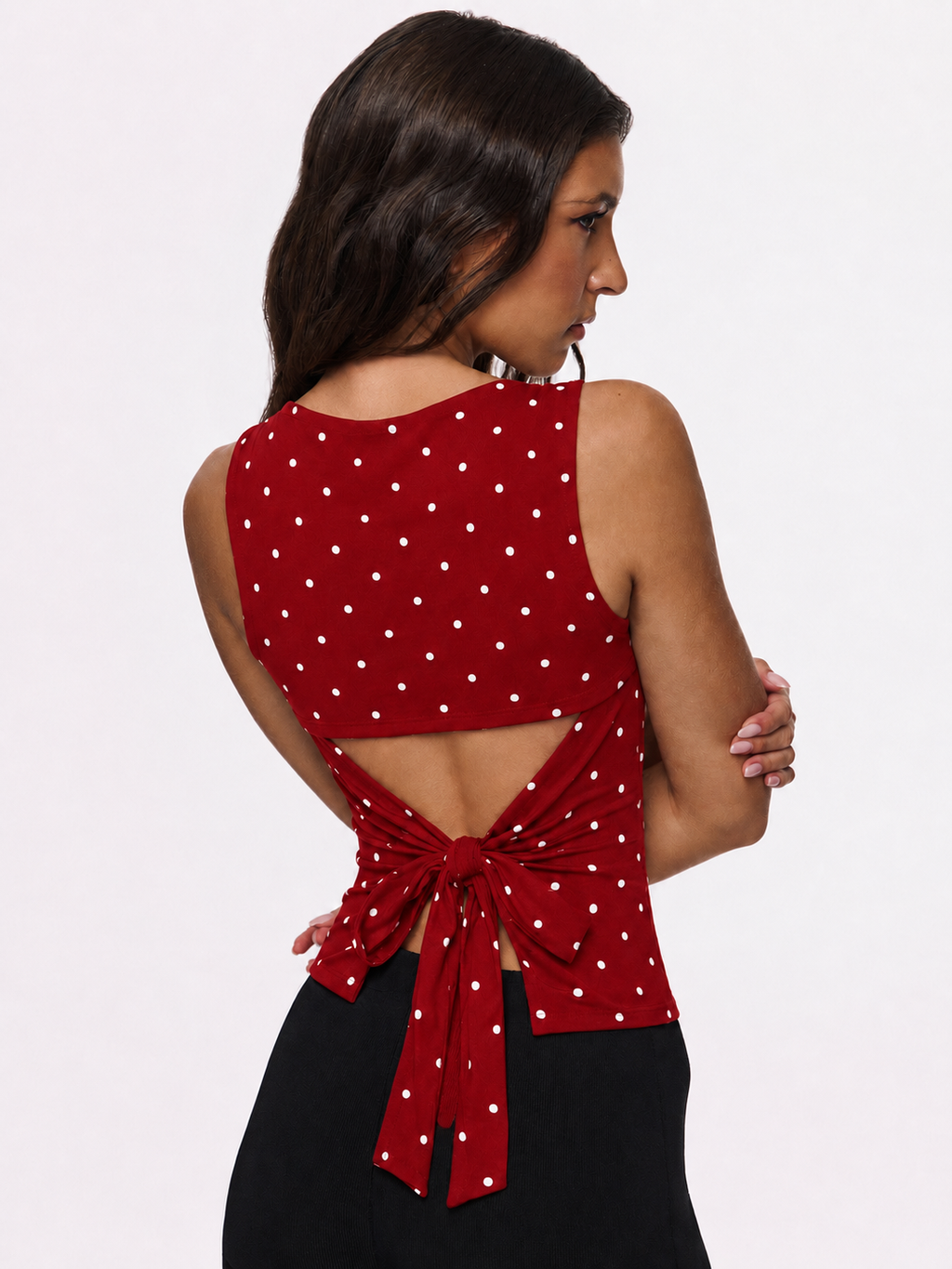 Noir Dot Sleeveless Knit Top