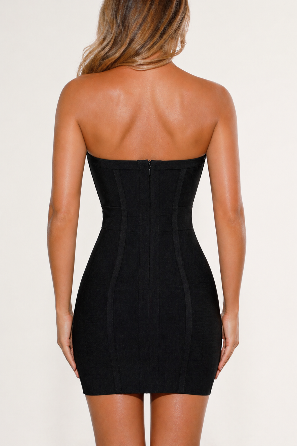 Strapless Cutout Mesh Mini Bandage Dress