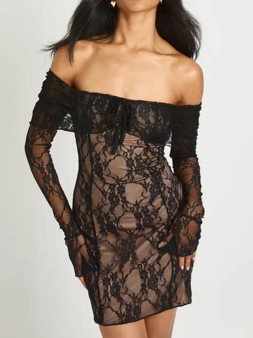 Long Sleeve Lace Mini Dress