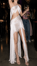 Seraphina Fringe Draped Maxi Dress