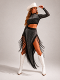 Black Vegas Rodeo Fringe Two Piece Set