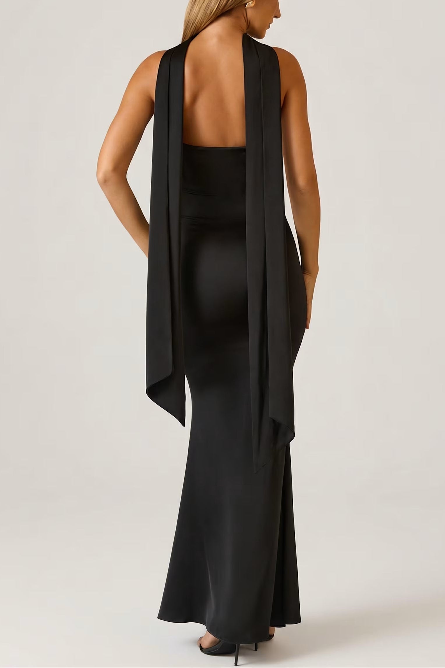 Scarf-Detail Strapless Gown