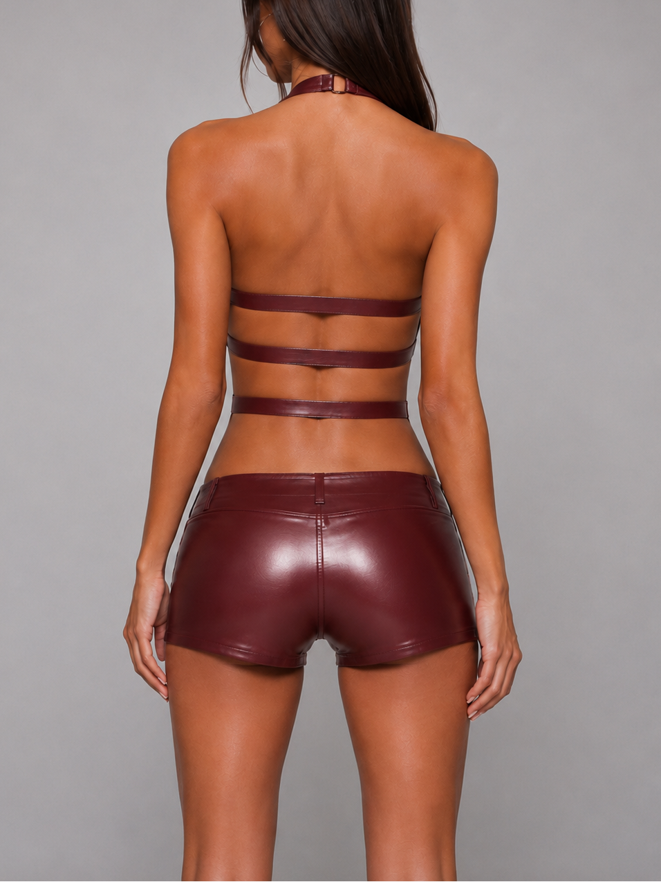 Calvera Halter Cutout Leather Set