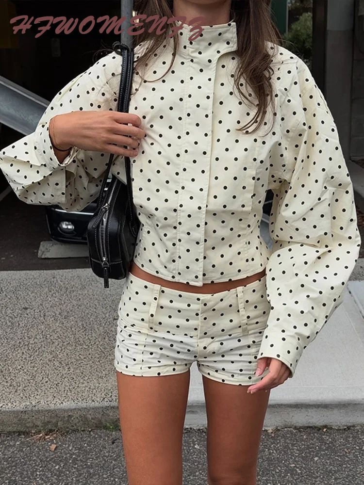 Urban Stroll Casual Street Style Polka Dot Shorts
