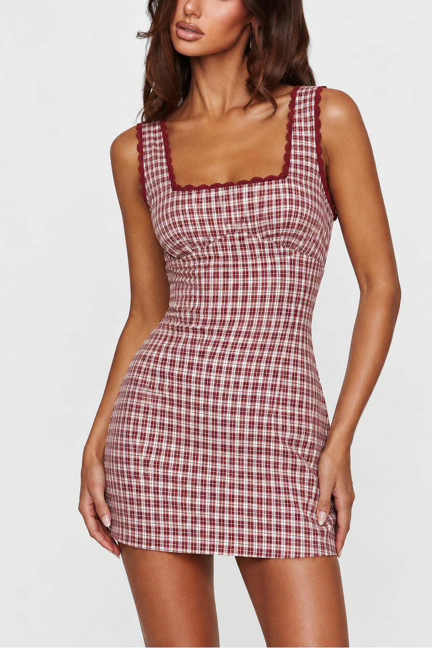 Dasha Mini Dress Red Check