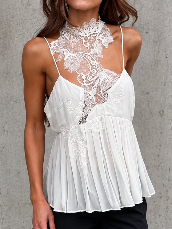Serene Lace Pleated Cami Top