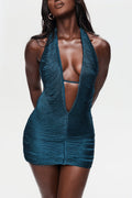 Fringed Halterneck Mini Dress