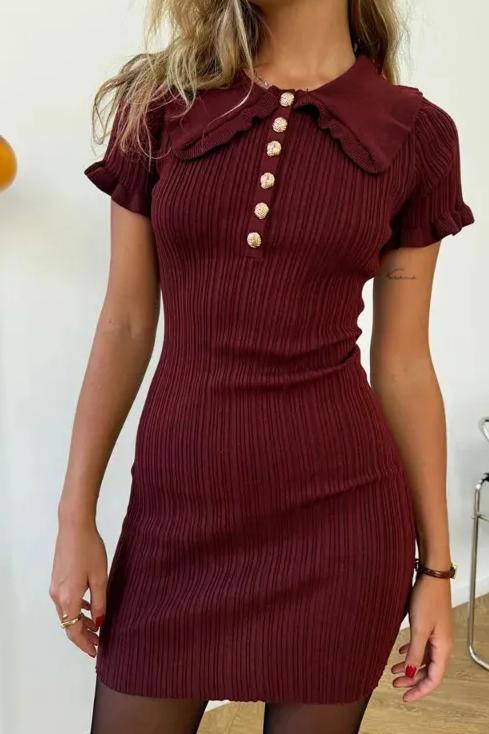 Office Elegance Collared Knitted Dress