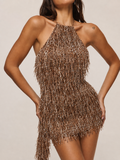 Zahara Leopard Fringe Mini Dress