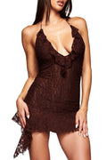 Vira Lace Halter Ruffle Mini Dress
