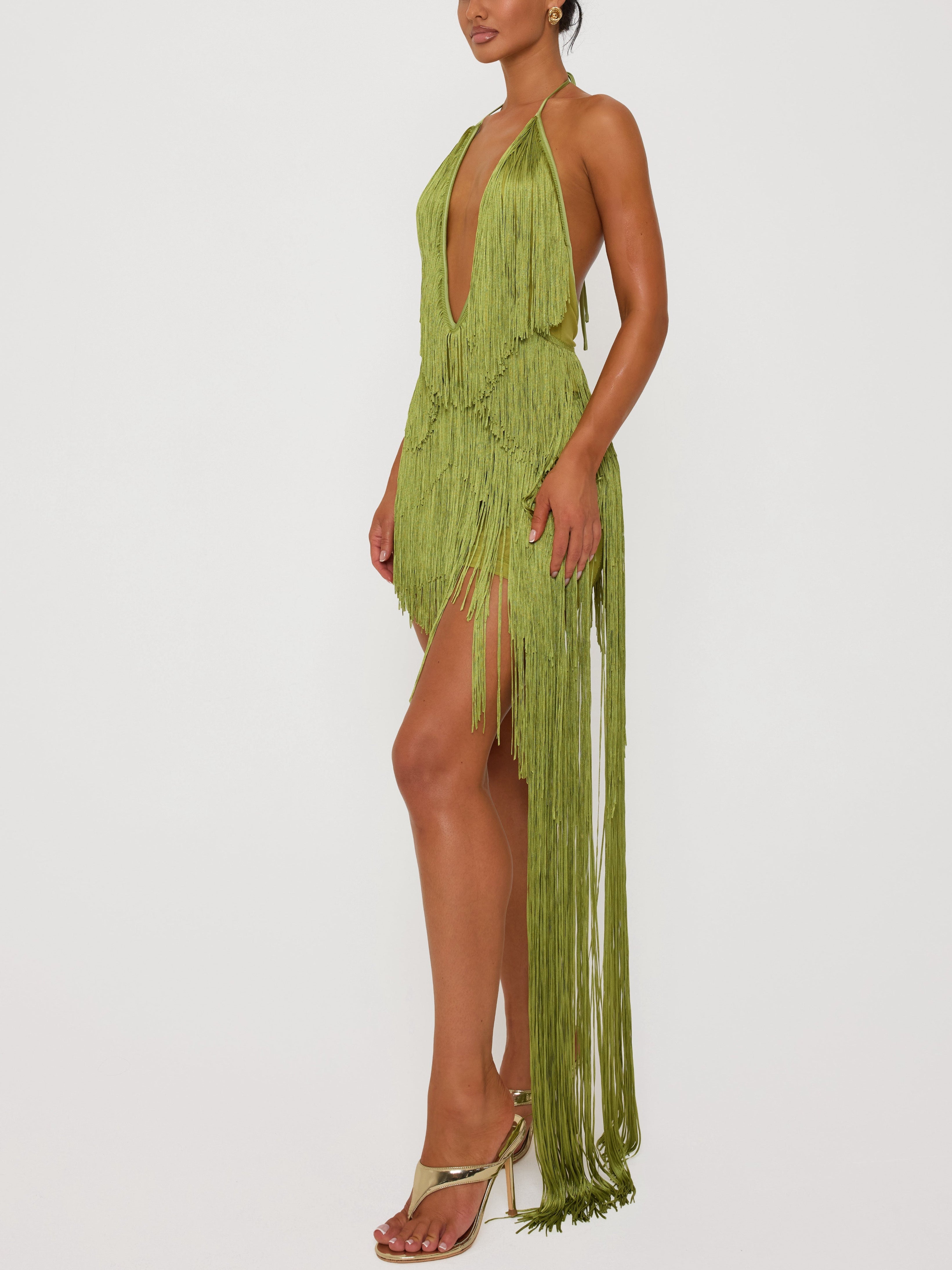 Salsa Fringe Halter Dress