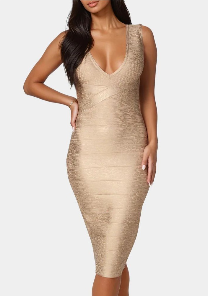Foiled Bandage Metallic Dress