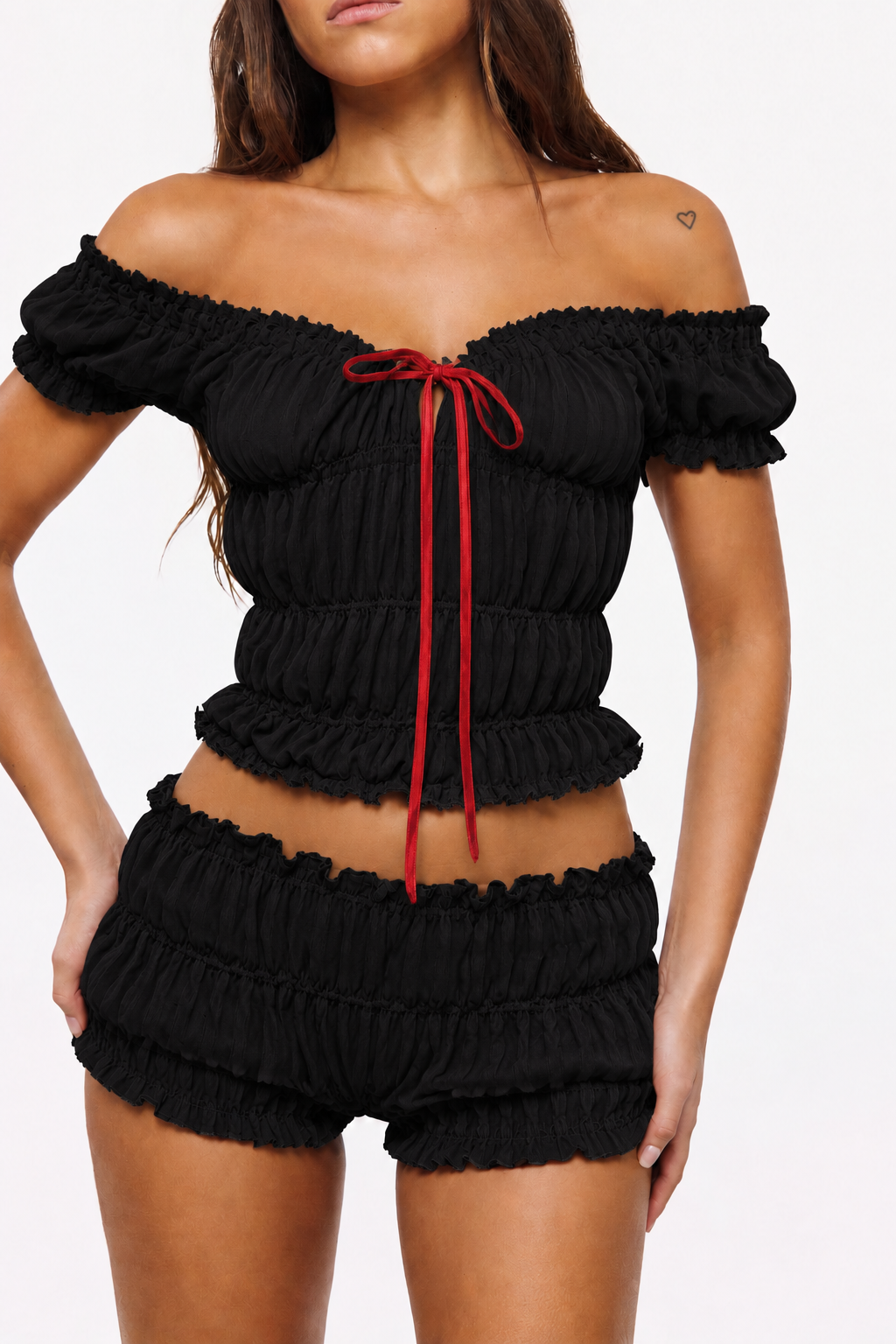 Coquette Ribbon Ruffle Short Set