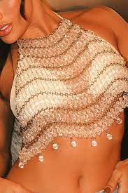 Chic Soiree Elegant Beaded Halter Top
