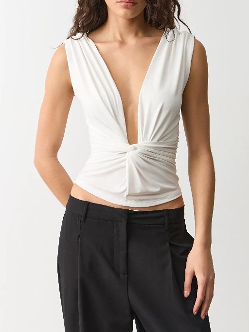 City Chic Plunge Neck Twist Top