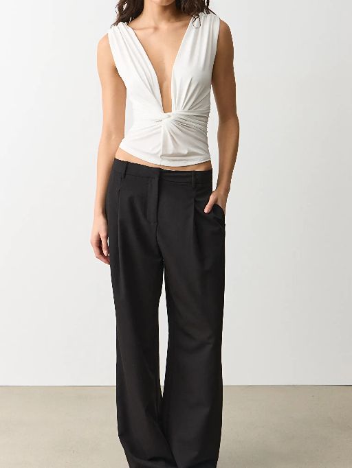 City Chic Plunge Neck Twist Top