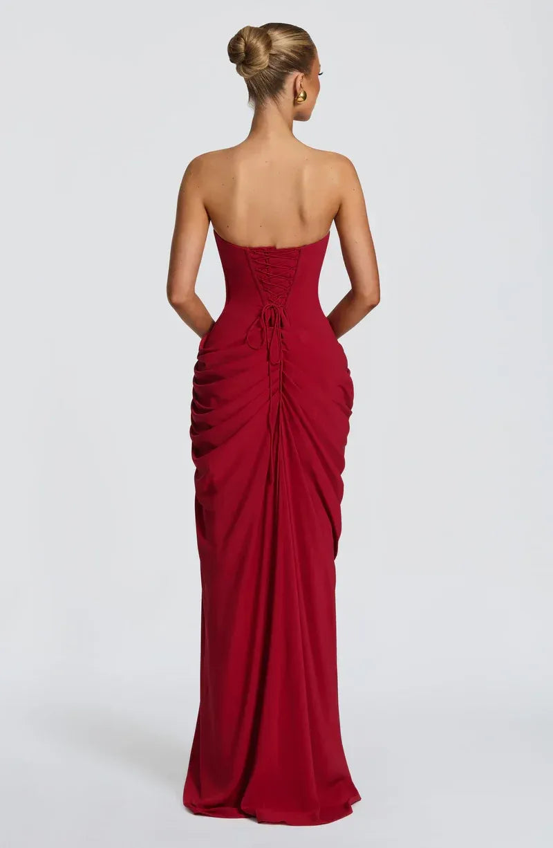 Sculpted Grace Draped Maxi Dress