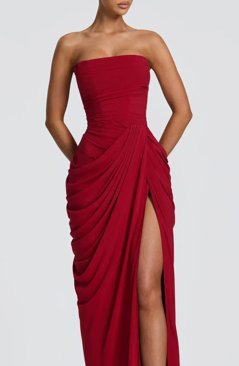 Sculpted Grace Draped Maxi Dress