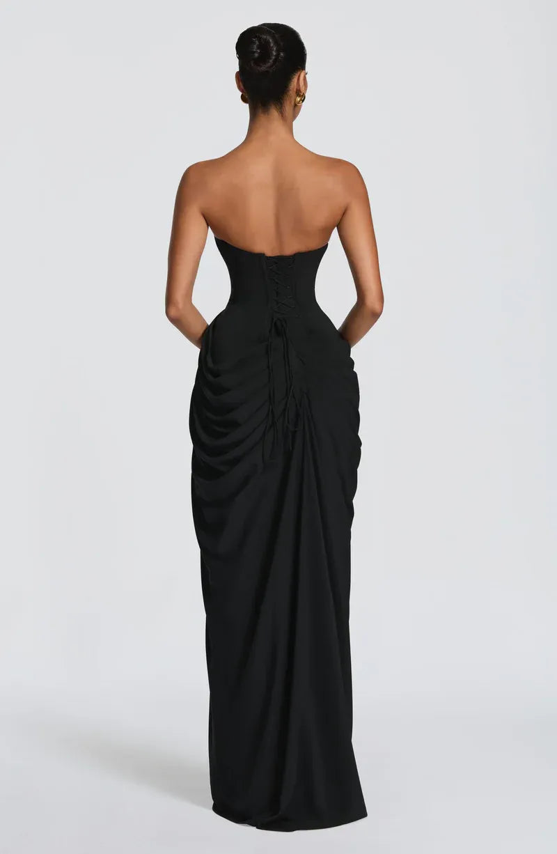 Sculpted Grace Draped Maxi Dress