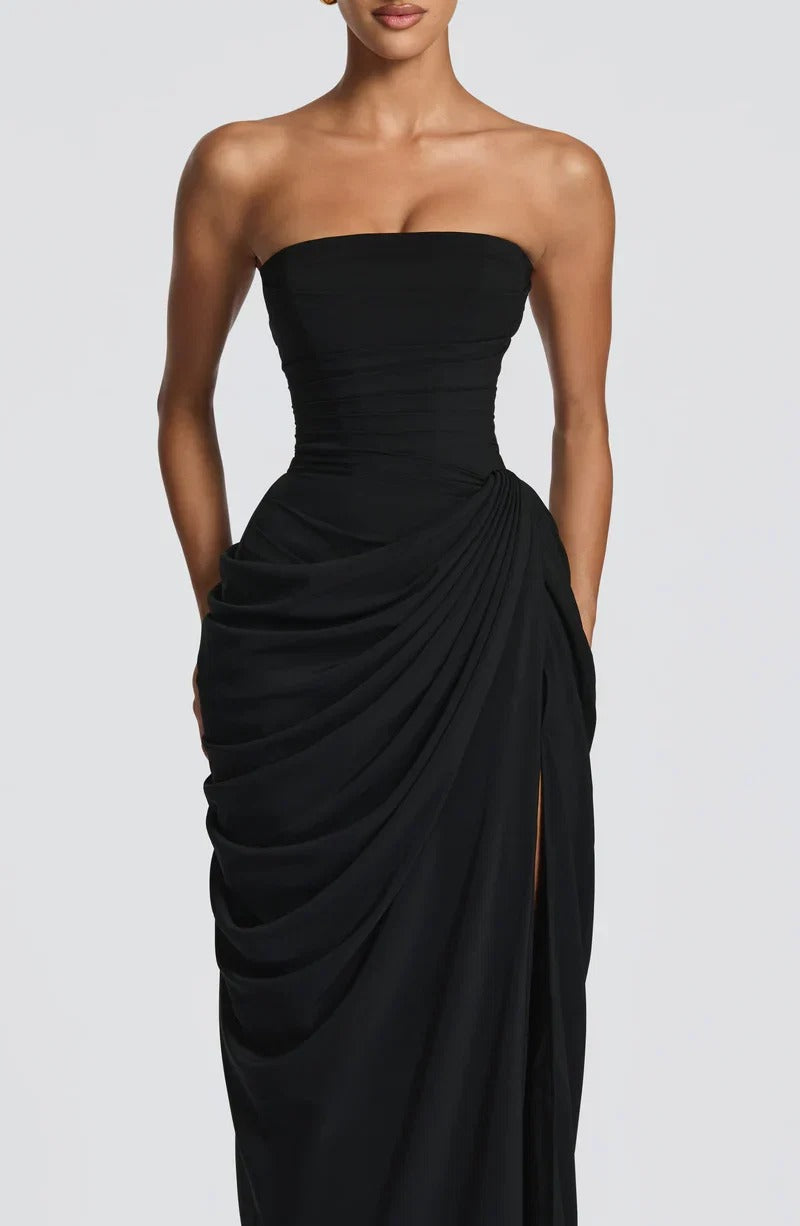 Sculpted Grace Draped Maxi Dress