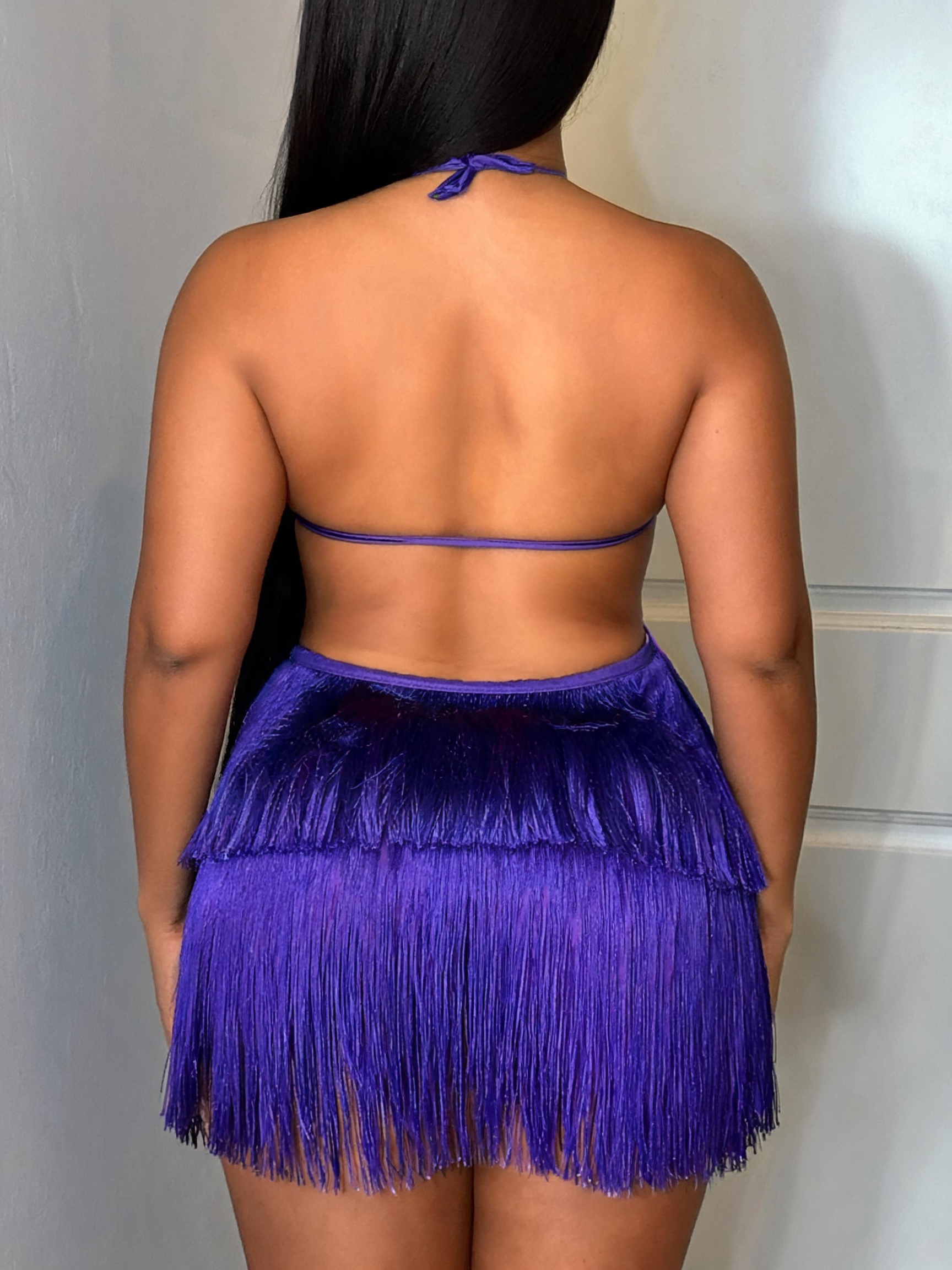 Lia purple fringe romper