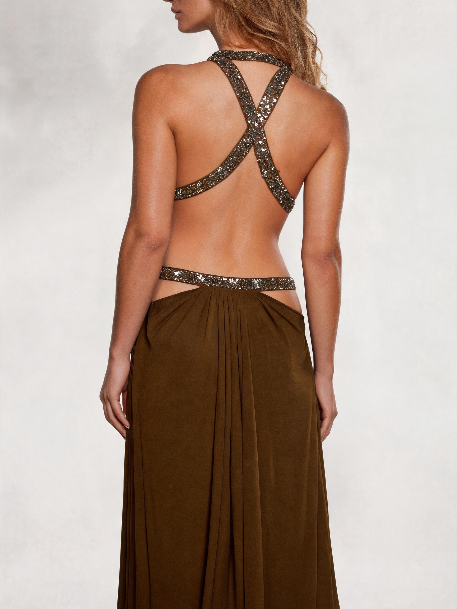 6AM Cut Out Maxi Dress in Moss