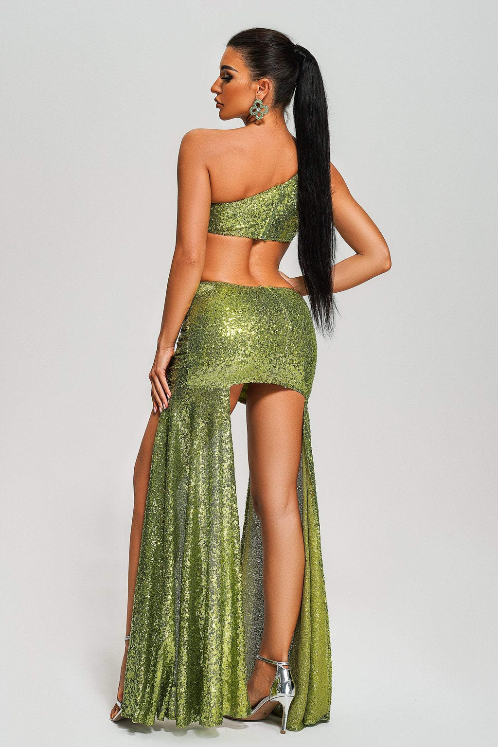 Raola One Shoulder Sequin Cutout Mini Dress