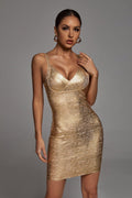 Maryam Metallic Gold Cocktail Dress