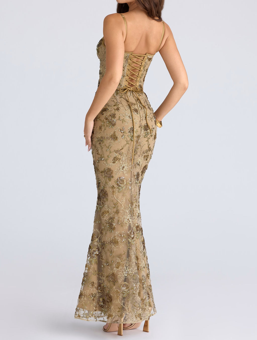 Hand Beaded Embellished Corset Maxi Dress
