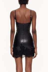 Faizel Lace Corset Leather Mini Dress