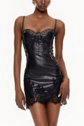 Faizel Lace Corset Leather Mini Dress