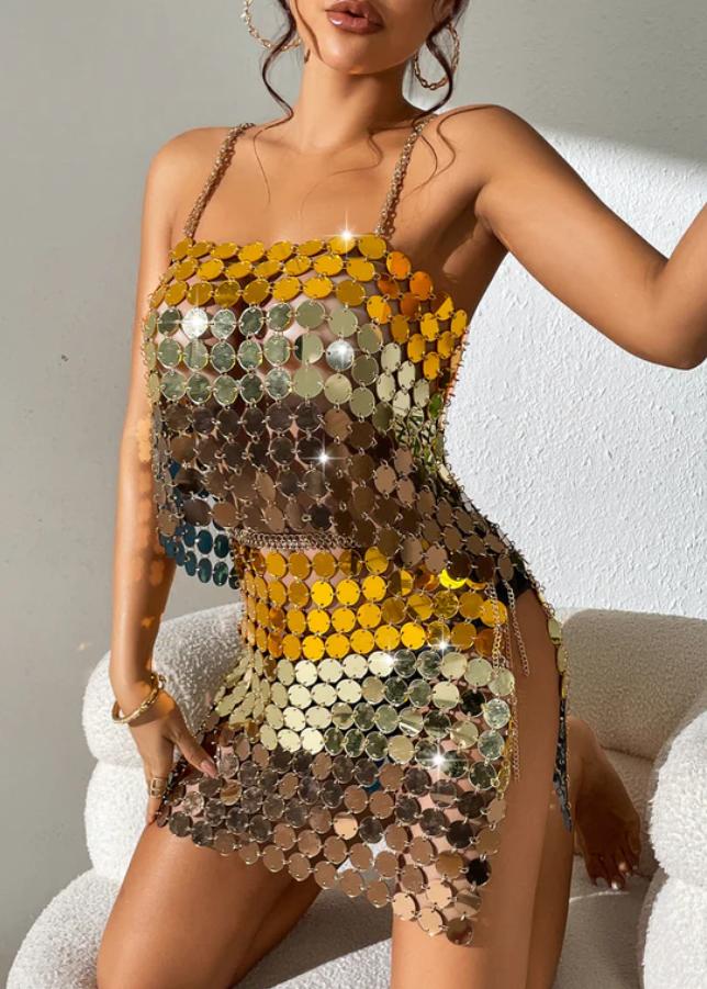 Sunset Gala Luminous Multicolor Sequin Cami Top