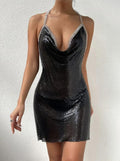 Nightclub Party Black Sequin Dress - Sexy Mysterious Mini Dress