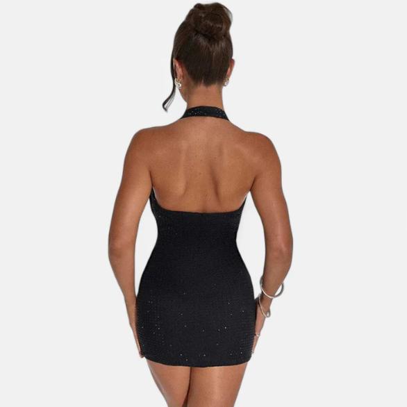 Party Spotlight Elegant Plunge Neckline Sequin Mini Dress