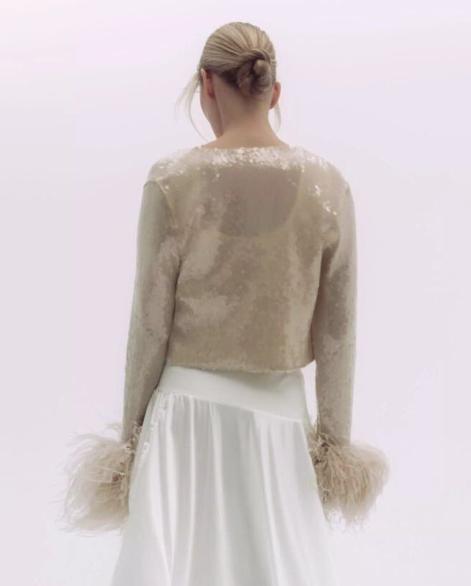 Cozy Home Feather Sequin Cardigan