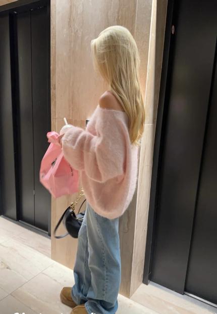 Sweet Date Outfit Soft Pink Fuzzy Sweater
