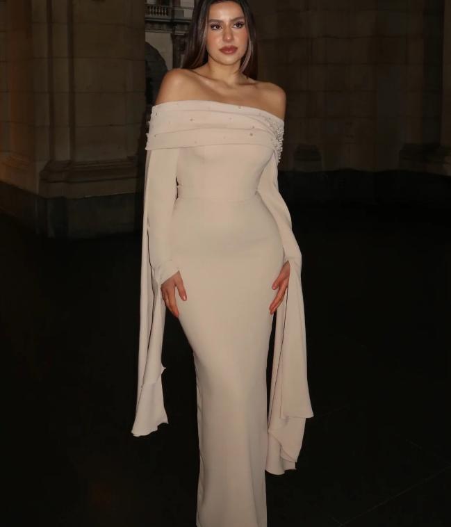 Romantic Dusk Off-Shoulder Long Sleeve Maxi Dress